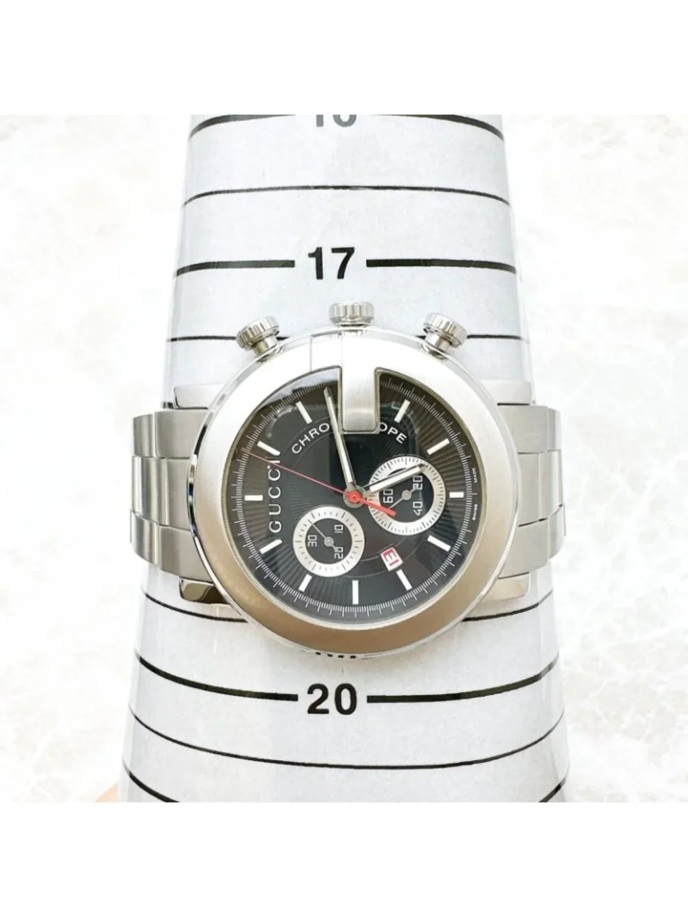 Gucci Chrono Watch Quartz Stainless Steel with Booklet